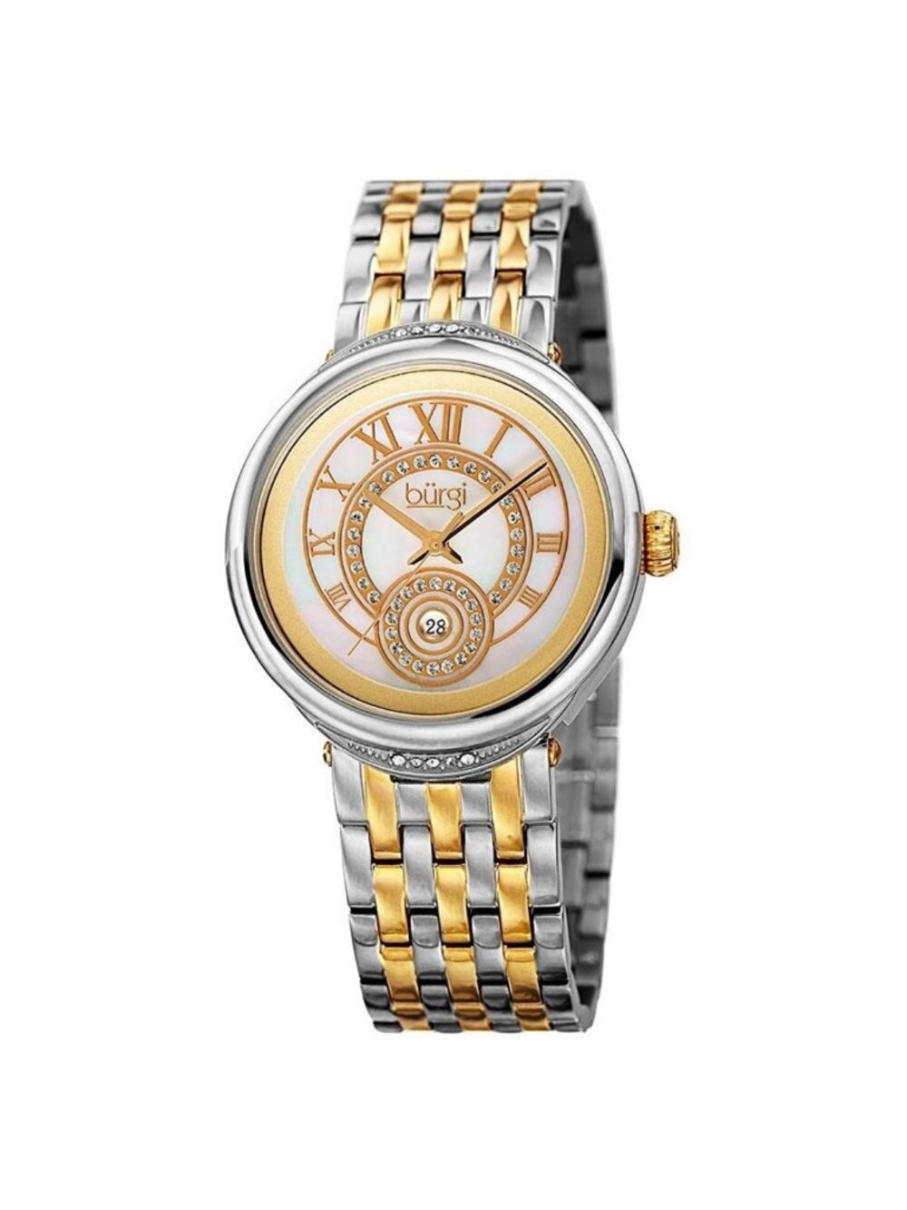 NWT Burgi Quartz Mother of Pearl Dial Ladies Watch